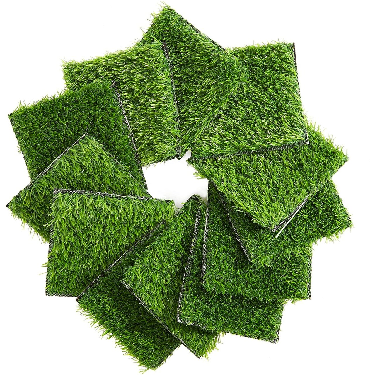 Juvale 12 Pack Small Synthetic Grass Squares for Garden and Decorations (6 x 6 in)